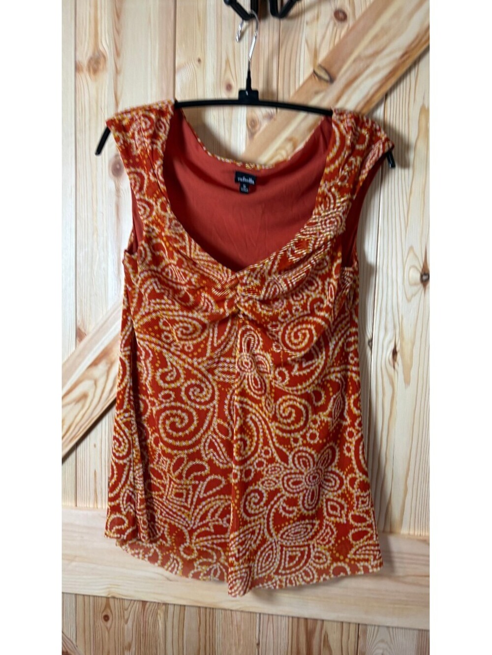 Rafaella Women's Sleeveless Burnt Orange Floral Print Tank Top Size S